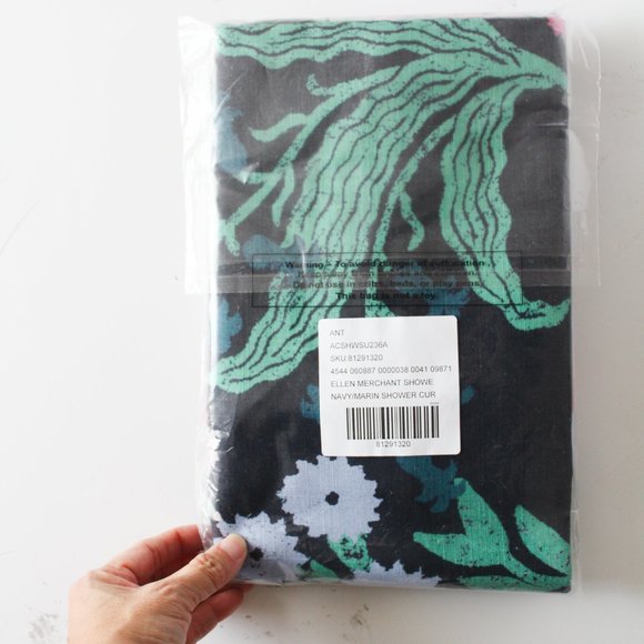 Anthropologie Black Floral Shower Curtain - Picture 3 of 5